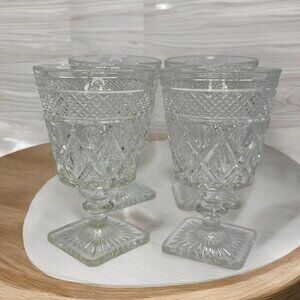 Set of 2 Vintage Imperial Glass Cape Cod Clear Low Water Goblets
